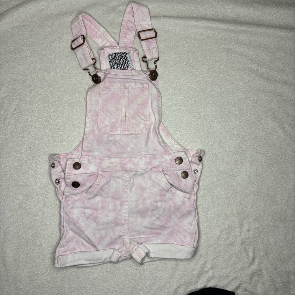 Kensie Pink Tie-Dye Short Overalls for Kids
